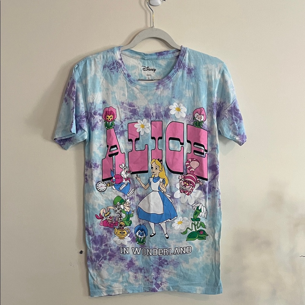 Disney Alice in Wonderland Tie Dye Shirt Psychedelic Graphic Tee S‎ NWT Blue